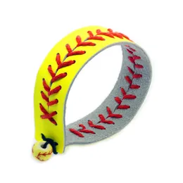 hot sell outdoor sports softball stitch baseball wide leather bracelet stock