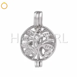 Tree of Life Pearl Cage Pendant Locket Wish Pearl Gift 925 Sterling Silver Jewelry Mountings 5 Pieces