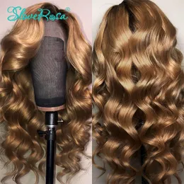 Partihandel Deep Wave Ombre Blond Brasilianska Full Lace Front Pärlor med Baby Hair 360 Lace Frontal Pre Plucked Syntetisk Wig För Kvinnor