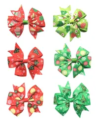 Wholesale Children Ribbed Ribbon Dovetail Bow Baby Christmas Bow Hair Accessories Kids Xmas Gifts Decorative Hairpins