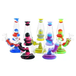 new 7 2 water pipe dab rig glass rig silicone bong portable hookah unbreakable silicone and glass style via dhl