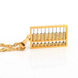 Charm Abacus Pendant Necklace 18K Gold Plated Stainless Steel Men Women Lover Couple Jewelry