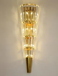 Golden modern wall lamp crystal light luxury Nordic living room decoration hotel LED lights MYY