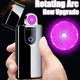 Upgrade Colorful Zinc Alloy Innovative Rotate ARC USB Charging Touch Lighter Portable For Cigarette Tobacco Smoking Hot Cake DHL Free