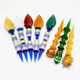 Narghilè Divertente Vetro Dabber Cera Atomizzatore Olio Dab Strumento Spessa Pyrex Narghilè Colorato Forma di Foglie Cerchio Erba Secca Vaporizzatore per Mat Contenitore Vapore