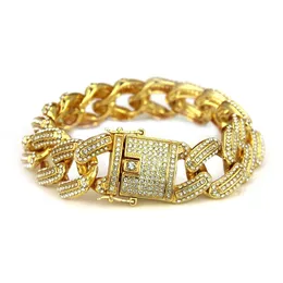 Nowy Spersonalizowany Bling Diamond Mens Gold Cuban Link Chain Bransoletka Hip Hop Rapper Łańcuchy Biżuteria Boże Narodzenie Prezenty dla mężczyzn Faceci na sprzedaż