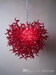 Decorazione per la casa Lampadario rosso soffiato a mano Lampadario a sospensione a catena lunga Lampadari in vetro borosilicato di Murano con sorgente luminosa a LED