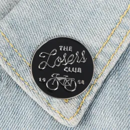 Loster Klub Emalia Pin Czarny Srebrny Rower Okrągły Odznaka Broszka Torba Ubrania Lapel Pin Simple Fun Punk Biżuteria Prezent Dla przyjaciół