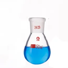 Laboratuvar Malzemeleri Yüksek Borosilikat 3.3 Cam Patlıcan Şeklinde Şekillendirilmiş Flask Standart Stopper Kalın Şişirme 10/25/50 / 100ml (Calibre 24)