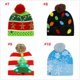 16 Halloween Halloween Boże Narodzenie Dzianiny LED Rave Toy Hats Dzieci Baby Moms Winter Ciepłe Czapki Crochet Caps dla Dyni Snowmen Festival Party na Hope13