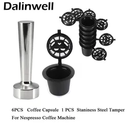 Wiederverwendbare Nespresso-Kaffeekapseln Tasse Stainess Steel Coffee Tamper Nachfüllbare Kaffeekapsel Nachfüllfilter Coffeeware Geschenk T200227