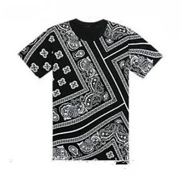 남자의 여름 최신 Swag La Rhude Bandana Print Harajuku Ktz 꽃 캐슈 힙합 Tshirt 플러스 사이즈