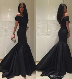 Setwell Sexy Black Mermaid Evening Dress Long Elegant V Neck Backless Prom Dress Simple Cheap Special Occasion Dress Plus Size