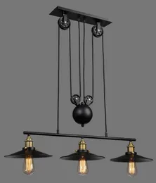 Vintage 3 głowa żelaza lampy wisiorek amerykański bar wisiorek światła kawiarni dom oświetlenie wewnętrzne drut E27 uchwyt lampy 110-240 V Myy
