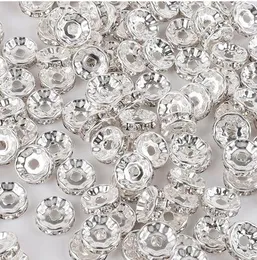 300PCS/lot White AB Crystal Rhinestone Rondelle Spacer Beads DIY 8mm charms For Jewelry Making