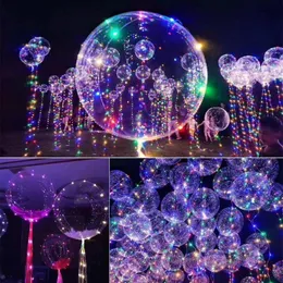 200pcs LED Balões Night Light Up Toys Limpar Balão 3M Luzes Cordas Flasher Transparente Bobo Esferas do partido Balloon Decoração CCA11729