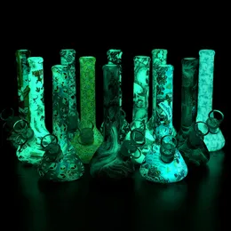 7 нерушимый стакан Shisha Chockah Bong силиконовые водяные трубы мультфильм напечатаны напечатанные в темно-красочной трубке для курительных труб с стеклянной чашей