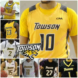 2020 Tigri Towson Authentic NCAA Basketball Maglie - tessuto personalizzabile e di alta qualità