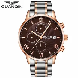 Mens Klockor Guanqin Toppmärke Luxury Chronograph Clock Män Business Rostfritt Stål Vattentät Quartz Watch Relogio Masculino