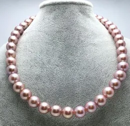 Envío Gratis >>>> 10-11mm de los Mares del Sur rosa púrpura collar de perlas 14 K