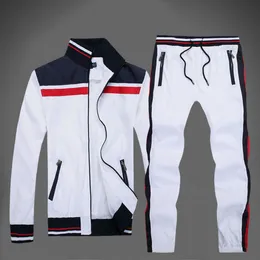 Classic men's stand collar jacket inside mesh trousers sportswear autumn and winter jogging designer sports suit