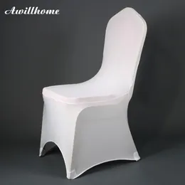 Awillhome 100 Pcs Good Quality White Spandex Stretch Chair Covers For Event Party Wedding Chair Cover