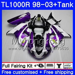 + Tank för SUZUKI SRAD TL 1000 R TL1000R Lila Vit Hot 98 99 00 01 02 03 304HM.11 TL1000 R TL 1000R 1998 1999 2000 2001 2002 2003 Fairings