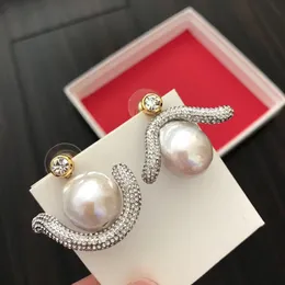 Fashion-Quality Dorp Kolczyk z nieregularną perłą i diamentami dla kobiet i Gifrl Friend Festival Gift PS6624A