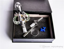 Glass Bong Heady Straw Concentrate Dab Straw Pendants Ox Horn Set with Titanium Nail and Ashtray smoking accessories