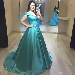 A-Line Long Prom Dresses 2019 New Sweep Train Off Shoulder Formal Evening Dress Party Gowns Plus Size Women Vestido de Festa