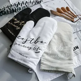 Mode Baumwolle Leinen Ofenhandschuh Handschuh Hitzebeständige Handschuh Küche Kochen Mikrowelle Isolierte rutschfeste Handschuh Verdickung