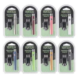 MOQ 20PCS Vertex Förvärmande vapenpatroner Batteri 350mAh 510 Trådök Pennor Battries Justerbar spänning 3.4-4.0V med USB-laddare