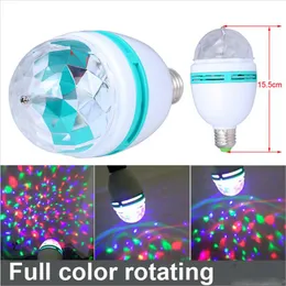 3W E27 RGB Bulb lighting Full Color LED Crystal Stage Light Auto Rotating Stage Effect DJ lamp mini Stage Light