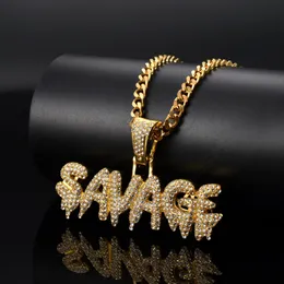 Bling bling Hip Hop SAVAGE Pendant Necklace Jewelry for men N309