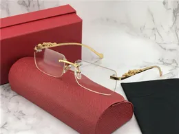 Lüks-2019 yeni tasarımcı optik gözlük ve güneş gözlüğü 1984615 kare çerçevesiz çerçeve şeffaf lens hayvan ayakları Vintage basit stil clea