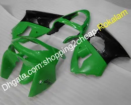 Svart Green Fairing Kit för Kawasaki Parts ZX6R ZX-6R 98 99 Bodyworks ZX 6R 636 1998 1999 ZX-636 Sportbike inredning