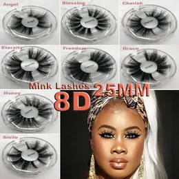 Långa dramatiska minkfransar 3d mink ögonfransar 8d 25mm lång tjocka minkfransar handgjorda falska ögonfransar Eye Makeup Maquiagem 8d Series 16 stilar