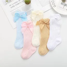 Baby Girls Socks Knee High Infant Princess Socks with Bow Summer Girl Mesh Socks Long Tube Kids Children Foot Accessories 5 Colors DW5150