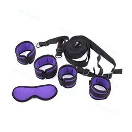 Under Bed Restraints System Handcuffs Anklecuffs & Strap Bondage Blinder Set Kit #R45