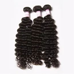 Stor rabatt 30% Remy Hair Weaves Weft Indian Deep Wave Virgin Hair Top Grade Virgin Indian Natural Wave Deep Wavy Human Hair Extension