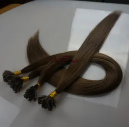 Brązowy wstępnie związany paznokieć u remy ludzkie przedłużenia włosów 1gr st 100st nieprzetworzone peruwiańskie peruwiańskie proste włosy keratyny przedłużenia włosów