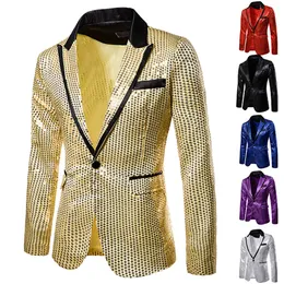 Urok Męski Casual One Button Fit Suit Blazer Płaszcz Kurtka Cekiny Party Top Dropshipping Niska cena Zniżka Kobieta Man Style