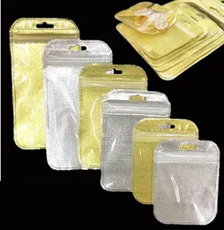 Mały rozmiar Mini torba Plastikowa PE Złoto Srebro Samozamykająca się torba do przechowywania biżuterii Etui do pakowania Wyczyść zamykane torby
