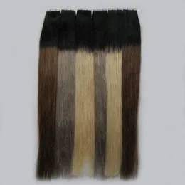 Tape in Hair Extensions 40pcs Double Drawn Hair Straight Bundles Weave On Adhesives Seamless Hair Blonde