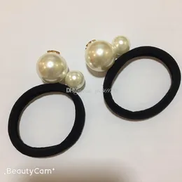 2.5cm Fashion Big Pearl Hair Ring Head Rope Rubber Band Hairpins Suit För Armband Elastisk Huvudbonad Smycken VIP Gift