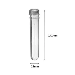 40ml Plastic Clear Test Tube with Screw Caps, Candy bottle, Cosmetics Bottles, Bath Salt Containers, Mask Tubes 25x140mm 100