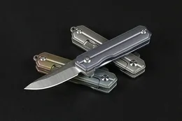 DHL Shipping Nowy 4 Uchwyt Kolory Mini Flipper Składany Nóż D2 Drop Point Satin Blade CNC TC4 Tytanowy uchwyt z łańcuchem Naszyjnik