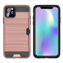 Armor TPU+PC Hybrid Brushed Credit Card Slot case FOR iPHONE 11 PRO 11 PRO MAX 6 7 8 PLUS XR XS XS MAX 200PCS/LOT