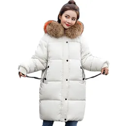 Hooded With Fur Collar Winter Jacket Women Oversize Cotton Padded Ladies Coat Warm Thicken Long Parka 2019 Fashion Womens