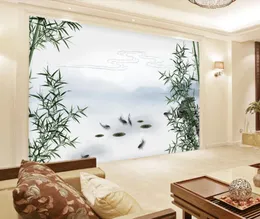 Landskapsfisk Spela Bamboo Forest TV Bakgrund Vägg Modern Bakgrund för vardagsrum